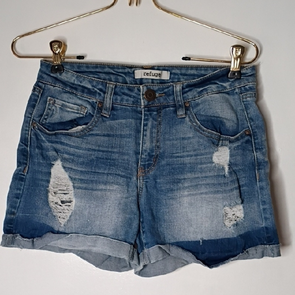 Refuge Women's High Rise Light Blue Distressed Jeans - Size 2